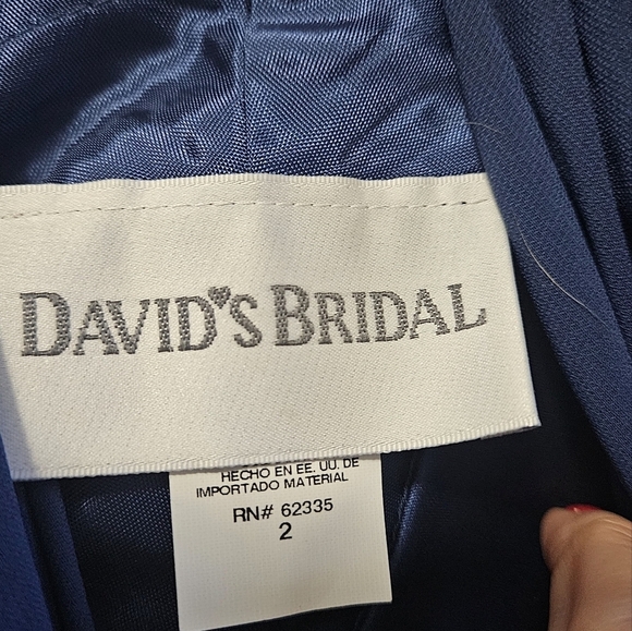 DAVIDS BRIDAL Charmeuse Chiffon Illusion Halter Dress in Blue. Size 2 NWT - Picture 14 of 15